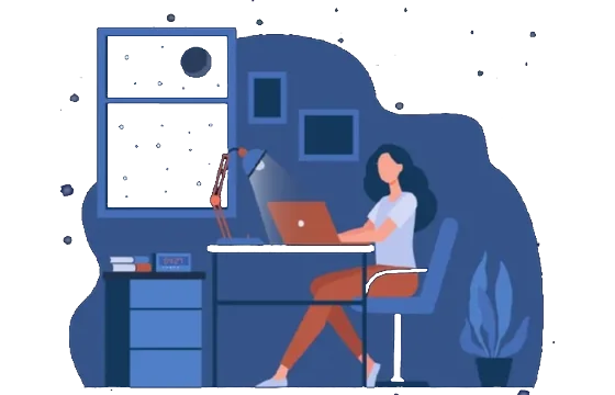 Student learning at night